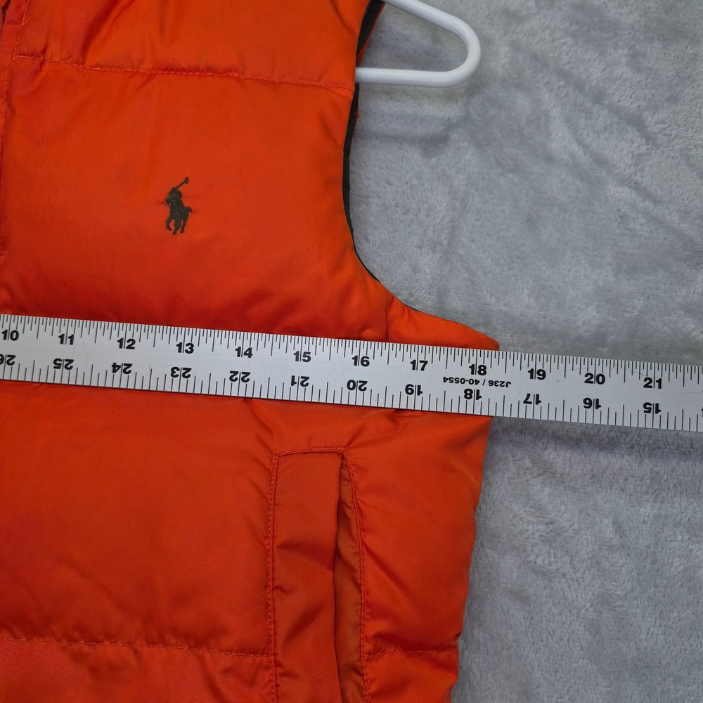 Polo Ralph Lauren Kids Reversible Down Puffer Vest Olive Orange Size S 8-10 - Picture 7 of 11